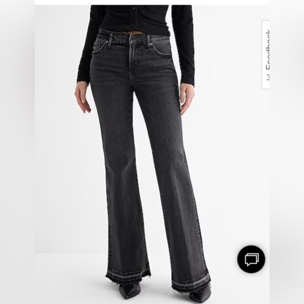Express Dark Gray Flare Jeans